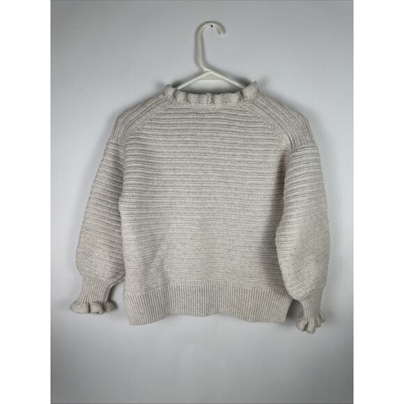 Madewell Wool Blend Chunky Pullover Ruffle Cream Sweater Women's Small - Picture 2 of 8
